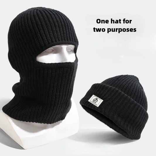 Winter 2 in1 Mask Beanies Hats Warm Knitted