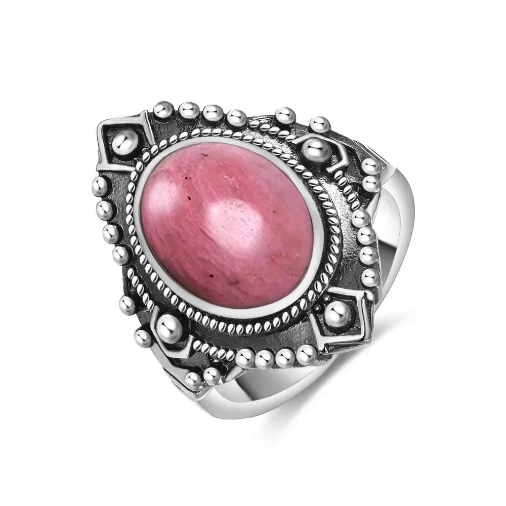 Vintage S925 Sterling Silver Ring with Natural Moonstone Stone