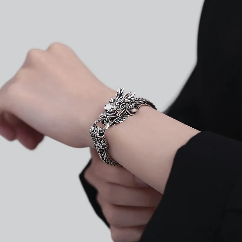 925 Sterling Silver Bracelet Vintage Dragon Chain