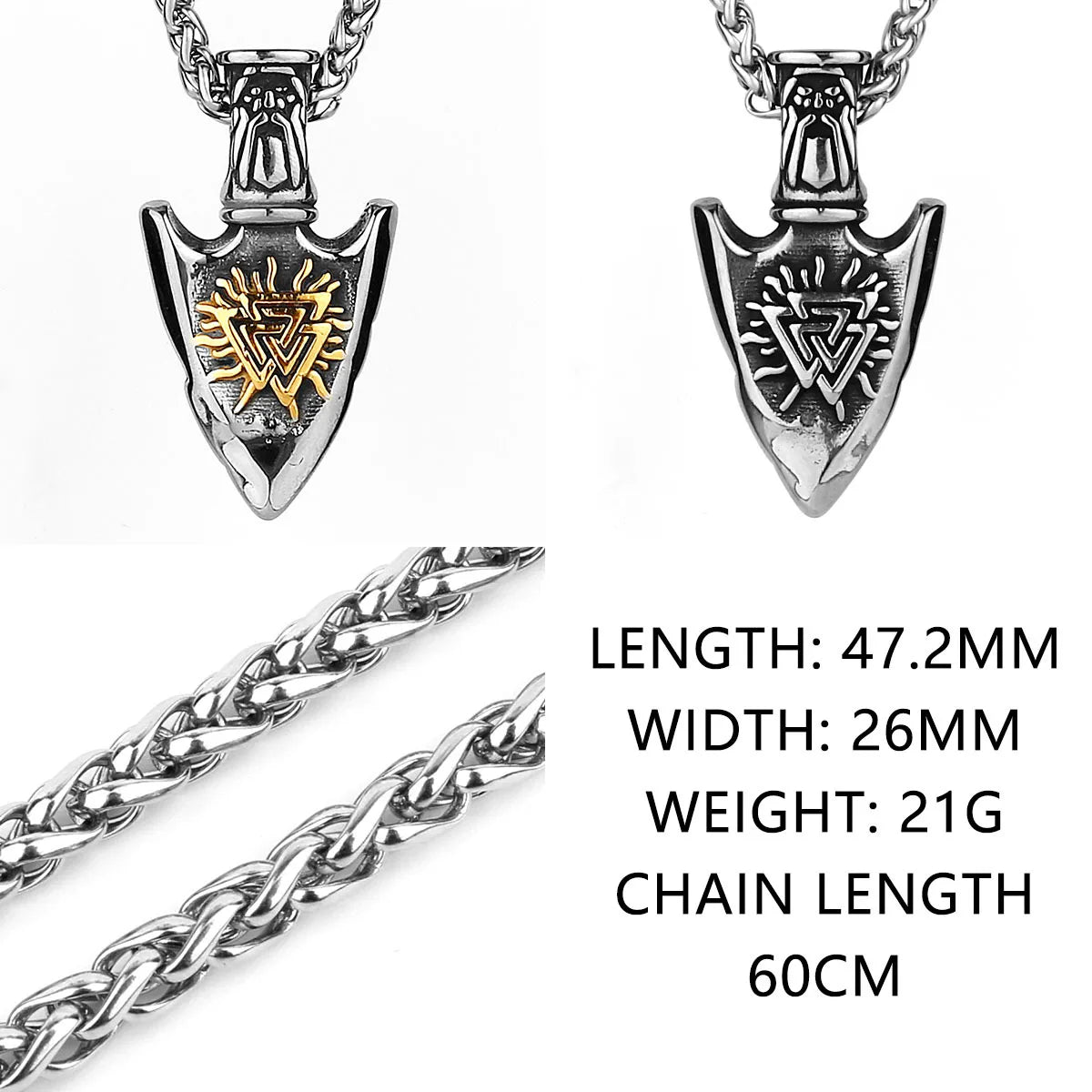 Odin Rune 316L Stainless Steel Pendant Necklace