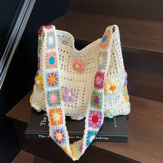 Designer Flowers Knitted Tote bag
