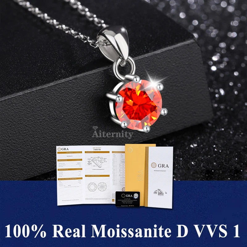 100% Moissanite Pendant Necklace D Colour
