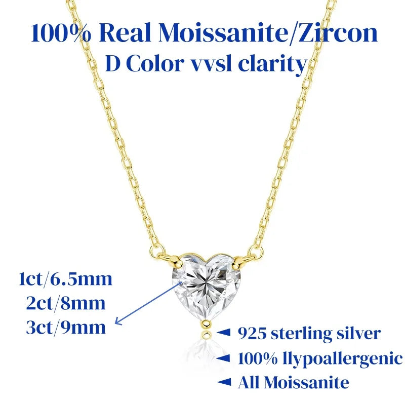 S925 Heart Cut Moissanite Pendant Necklace