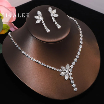 Decorative silver flower necklaces and earrings