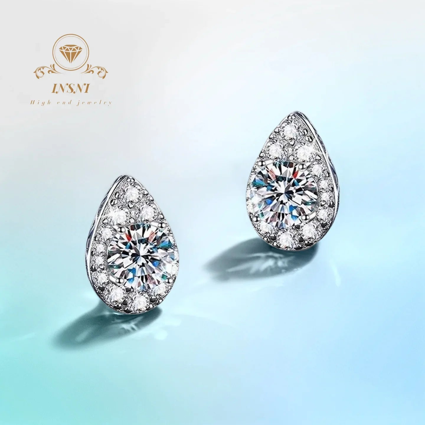 S925 1Ct D Color Pear Moissanite Earrings