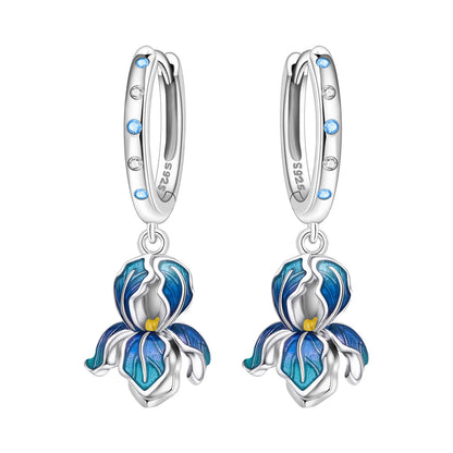 Original S925 Blue Iris Flower Earrings