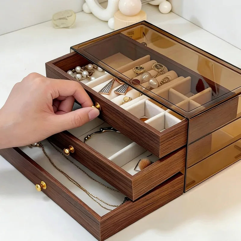 Walnut Multi-Functional Jewelry Storage Box