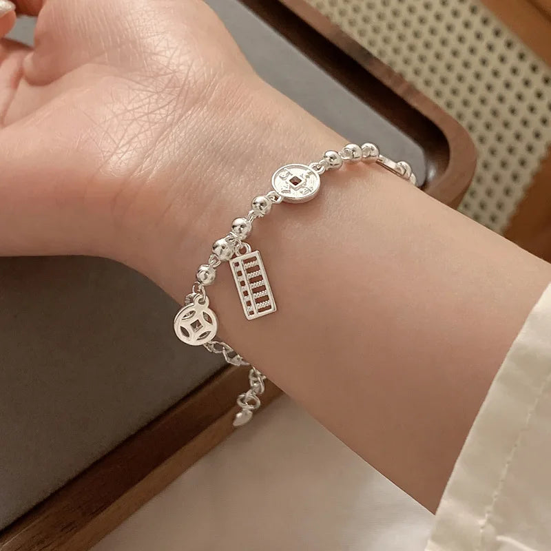 S925 Beaded Geometric Bracelet