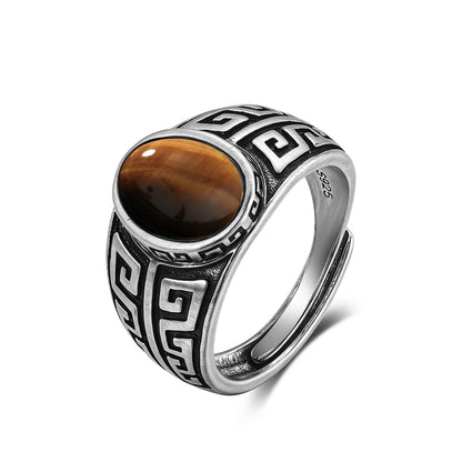 Vintage S925 Sterling Silver Ring with Natural Moonstone Stone