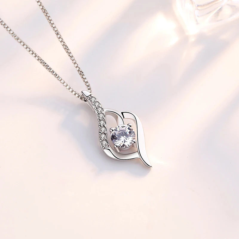 Elegant Feather Zircon Pendants