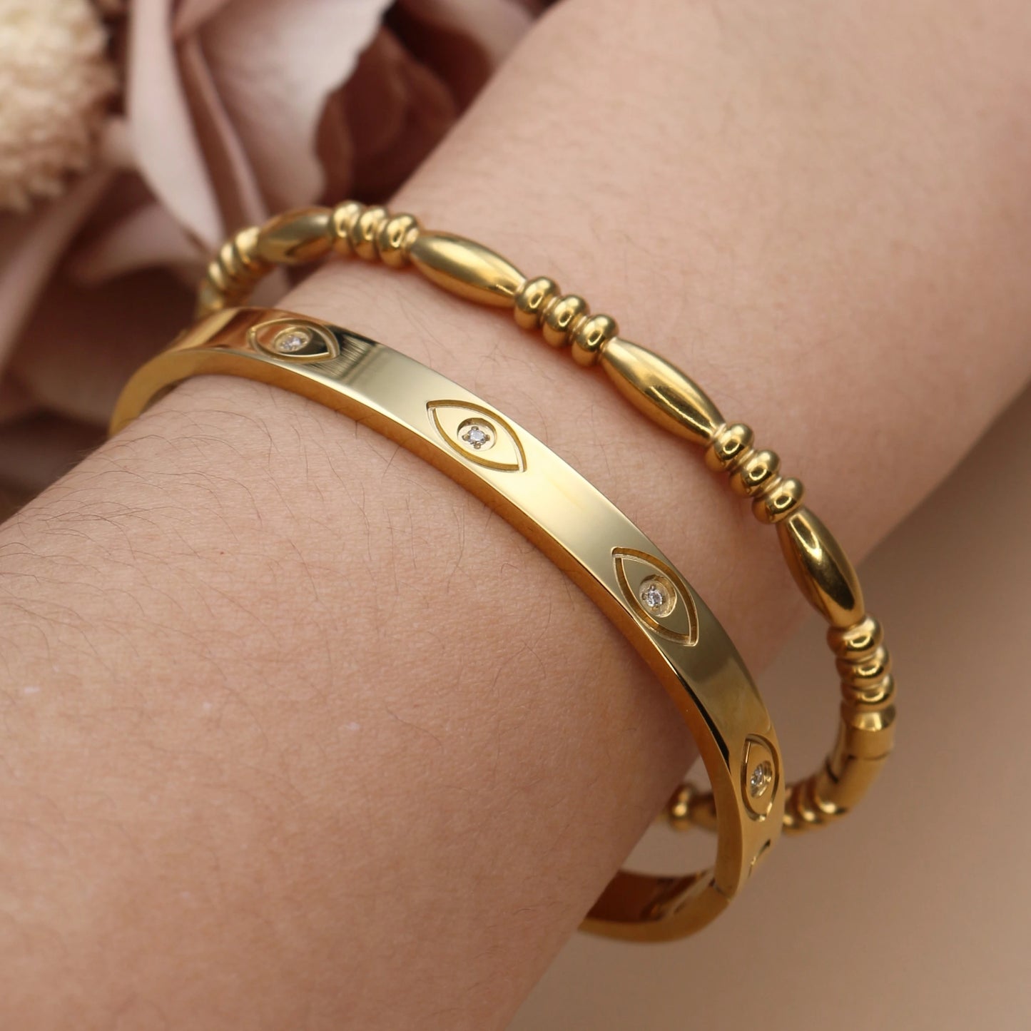 Stainless Steel Crystal Charm Bracelet