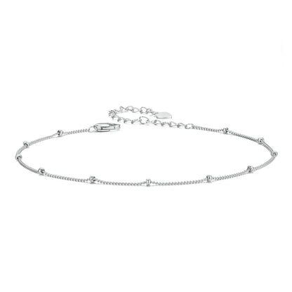 925 Sterling Silver Ocean Blue Wave Charm Anklet