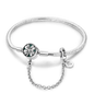 925 Sterling Silver Golden Four-Leaf Clover Snake Chain Bracelet