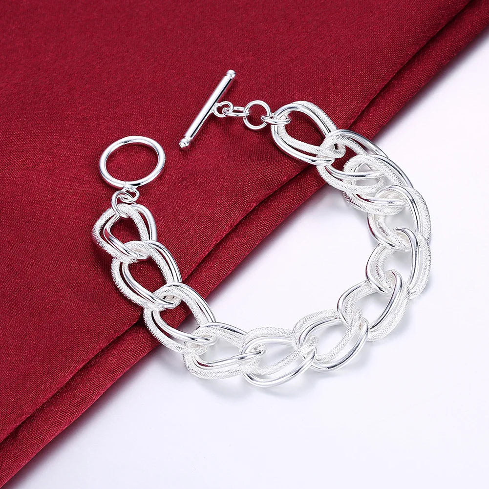 925 Sterling Silver Exquisite Solid Chain Bracelet