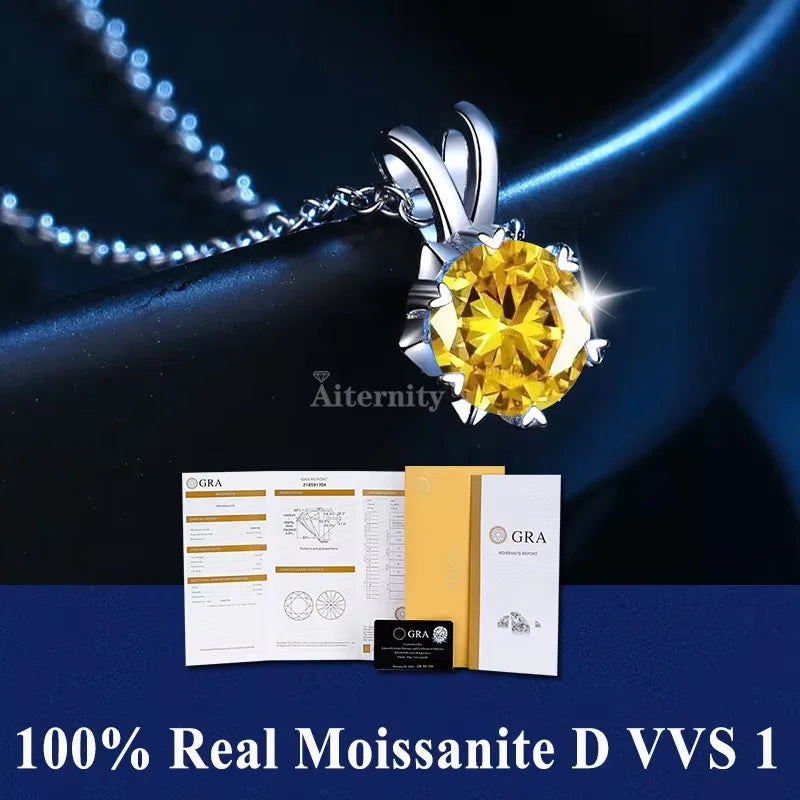 100% Moissanite Pendant Necklace D Colour