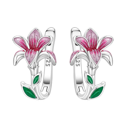 Original S925 Blue Iris Flower Earrings