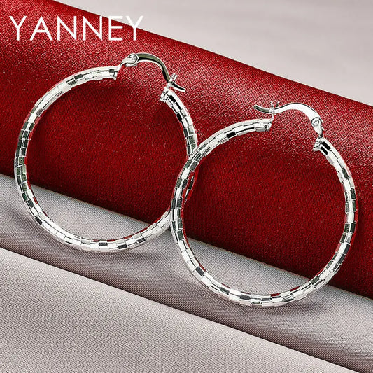 S925 40MM Fine Round Hoop Earrings