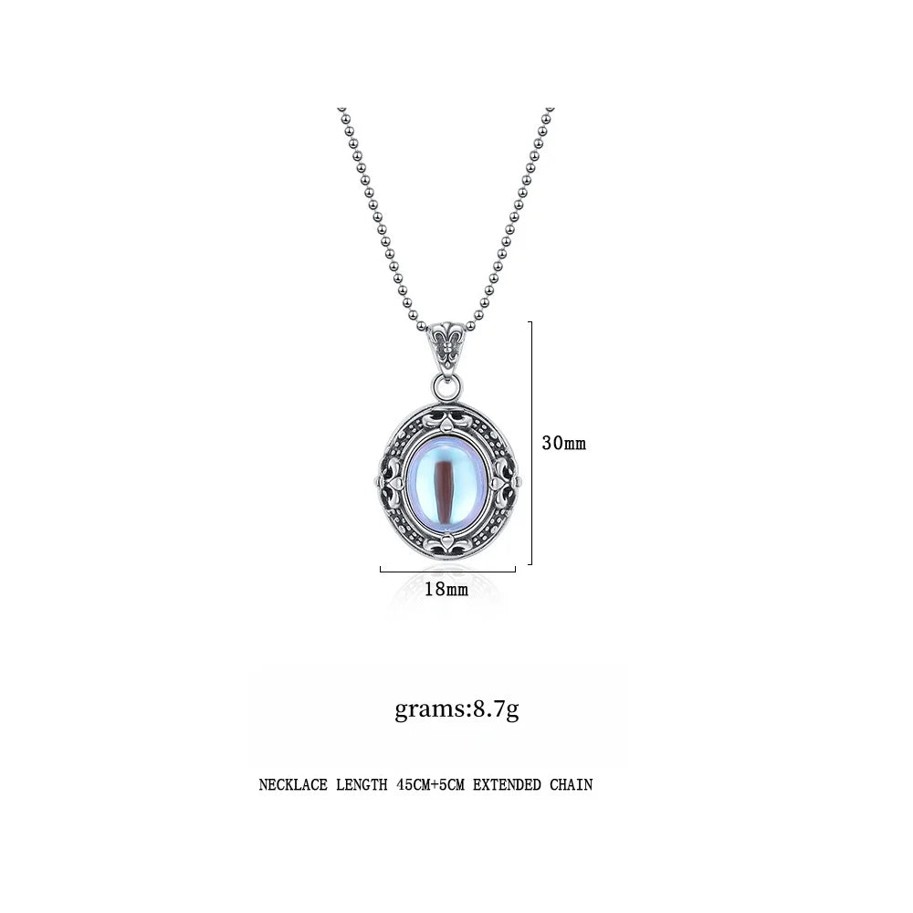 925 Sterling Silver Vintage Fashion Oval Moonstone Zircon