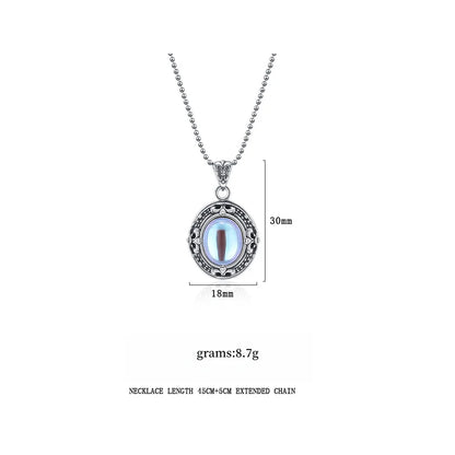 925 Sterling Silver Vintage Fashion Oval Moonstone Zircon
