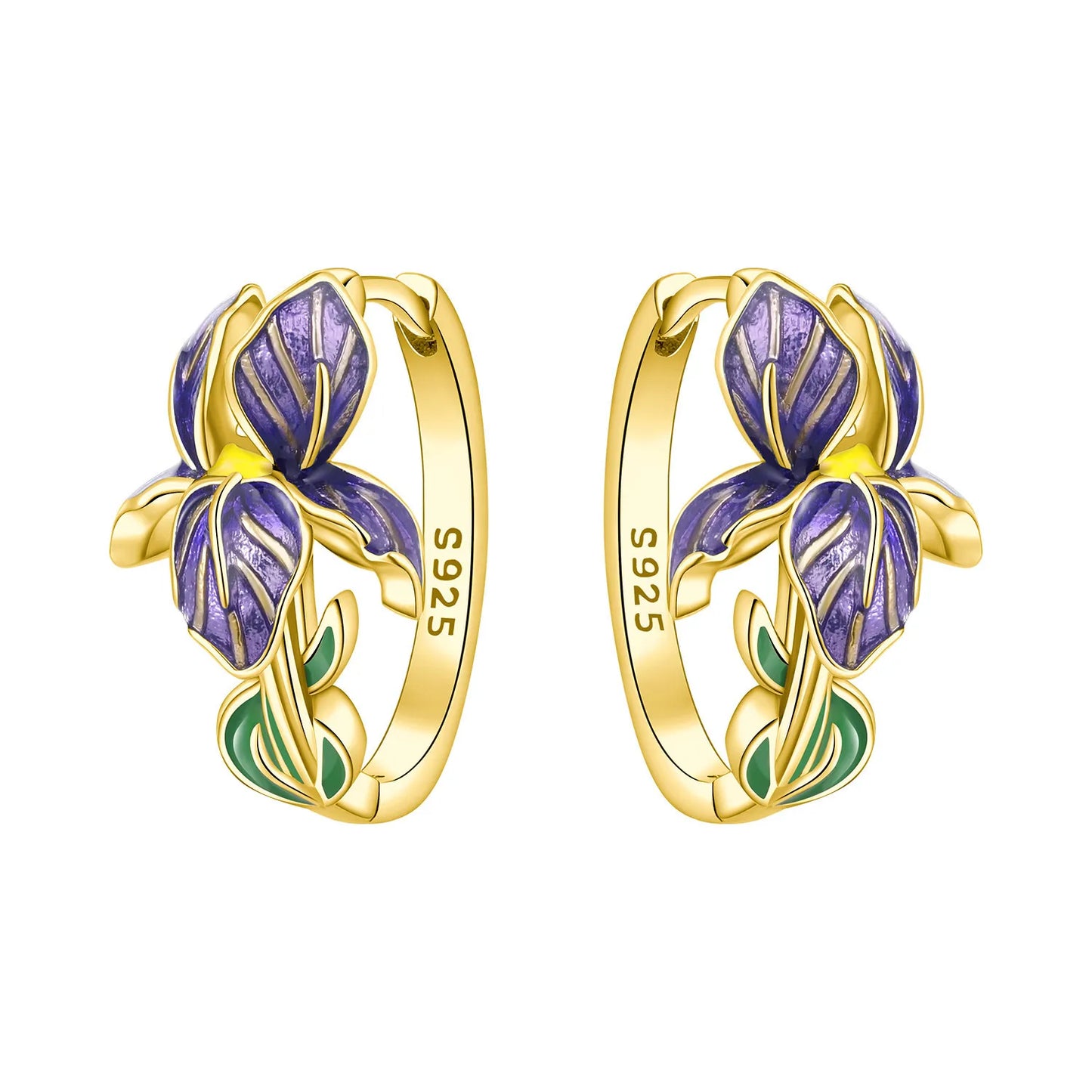 Original S925 Blue Iris Flower Earrings