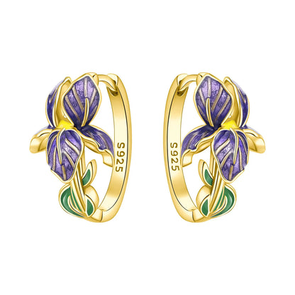 Original S925 Blue Iris Flower Earrings