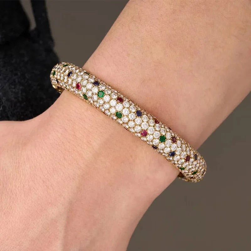 Luxury Real 18k Gold Women's Moissanite Full Diamond Bracelet