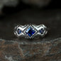 925 Sterling Silver Vintage Square Blue Ring