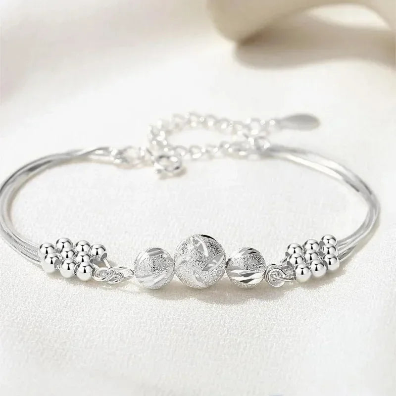 Fine 925 Sterling Silver Lucky Beads Bracelet