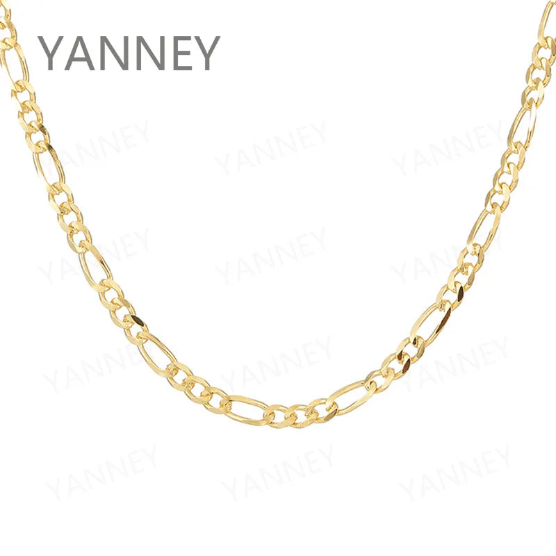 4mm 925 Silver 18K Gold Figaro Necklace