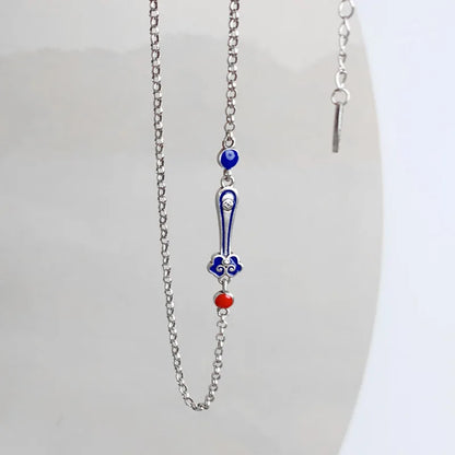S925 Ethnic Simple Enamel Colourful Ruyi Shape Anklet