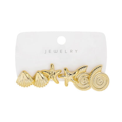 6pcs/Set Trendy Shell Starfish Stud Earrings