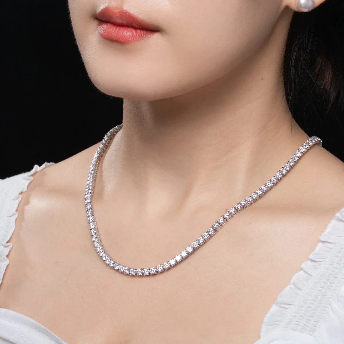 GRA Moissanite Tennis Necklace