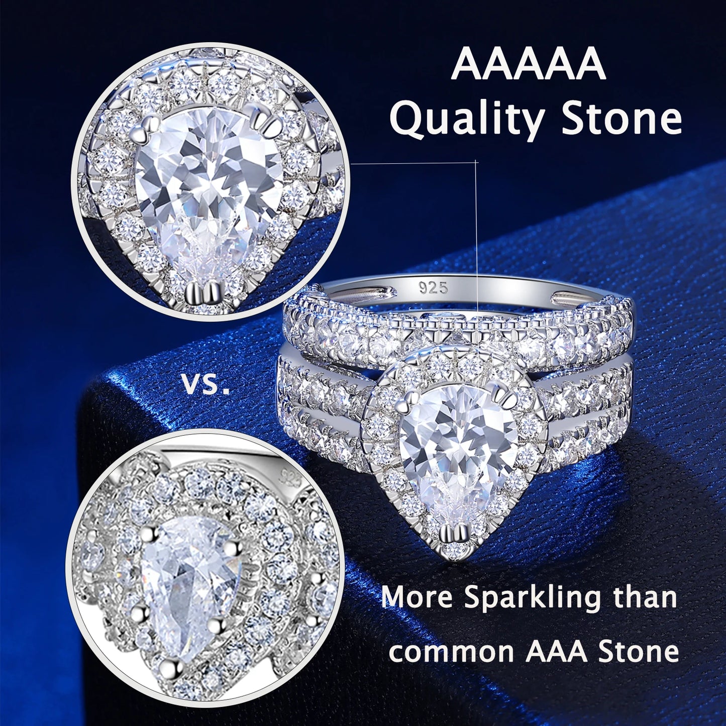 925 Sterling Silver Pear Cut