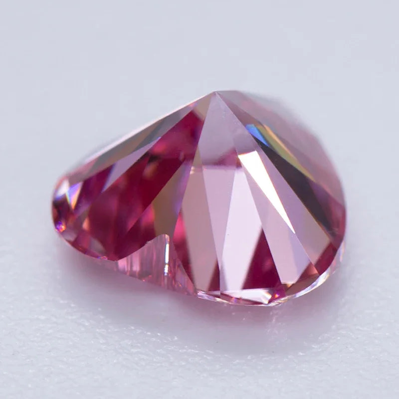 Moissanite Stone Heart Shape Pink Color VVS1 With Certificate