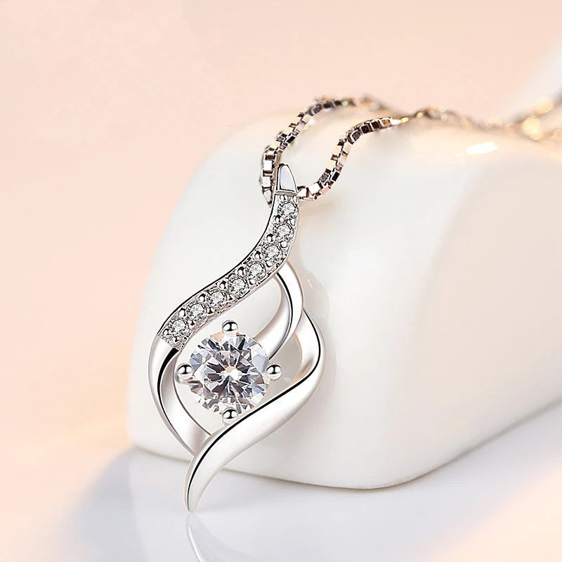 Elegant Feather Zircon Pendants