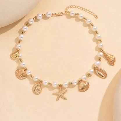 Bohemia Conch Starfish Imitation Pearl Necklace