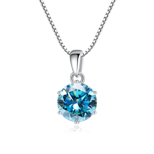 925 Sterling Silver 1 CT Real Moissanite Pendant Necklace