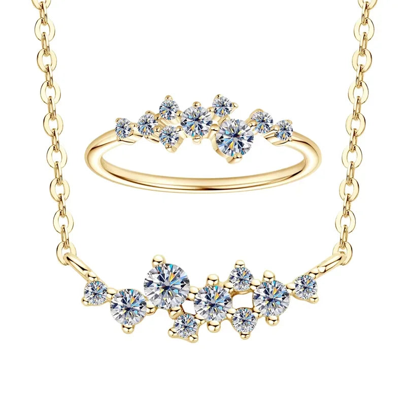 S925 Moissanite Diamond Necklace & Ring