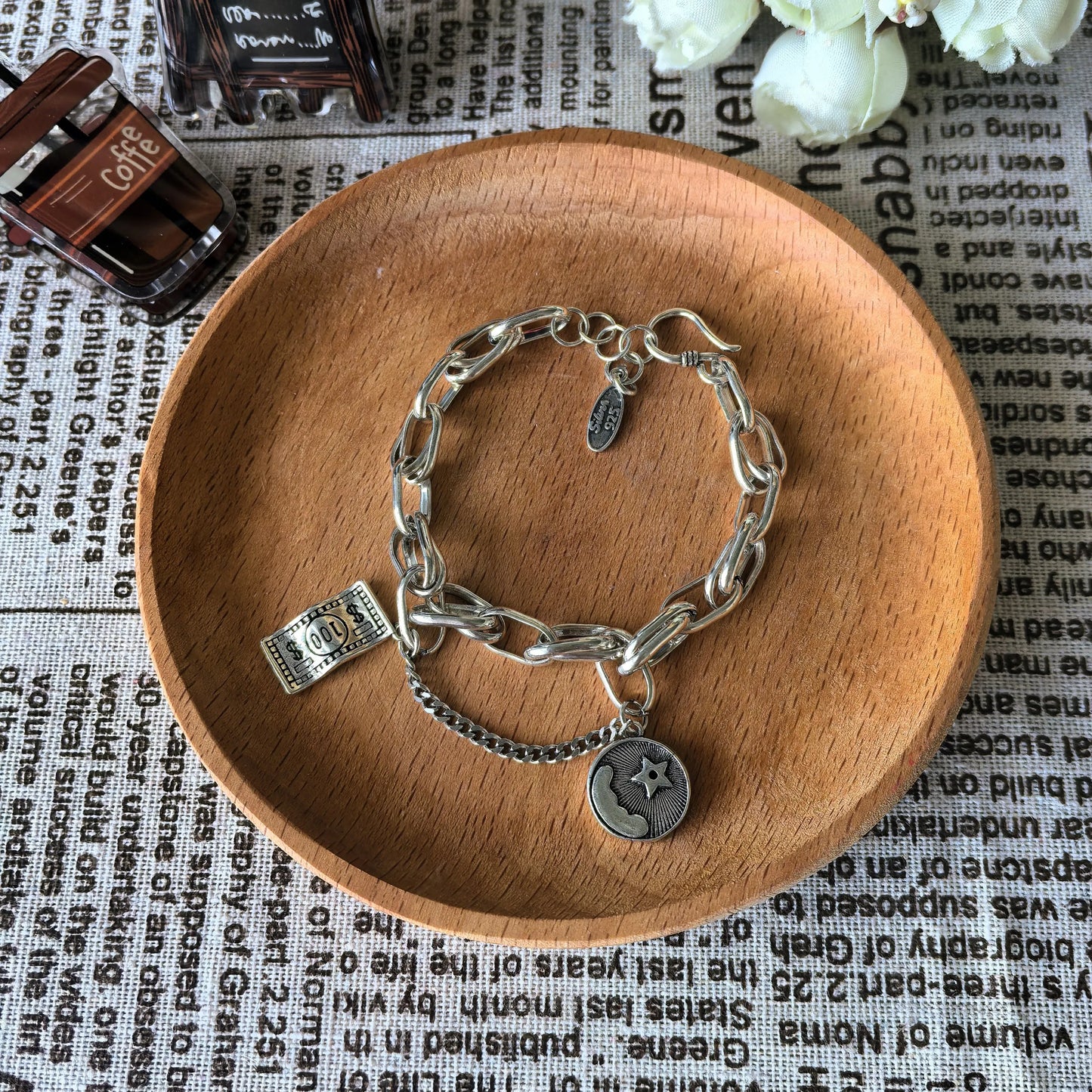 S925 Beaded Geometric Bracelet