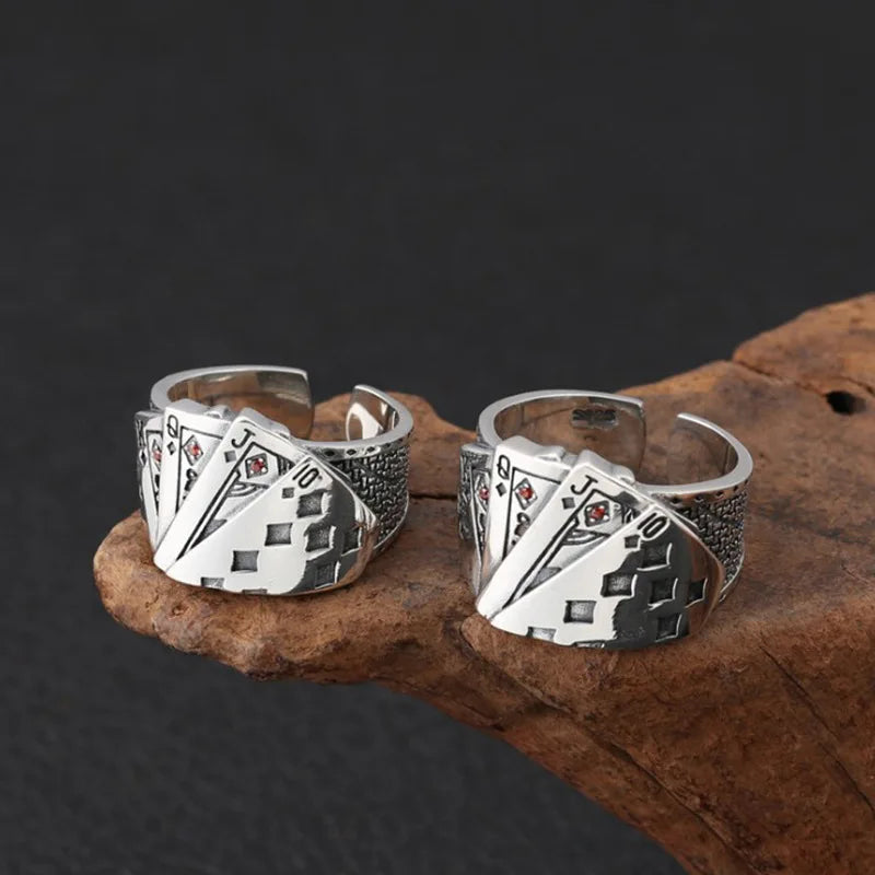 S925 Unique Poker Ring