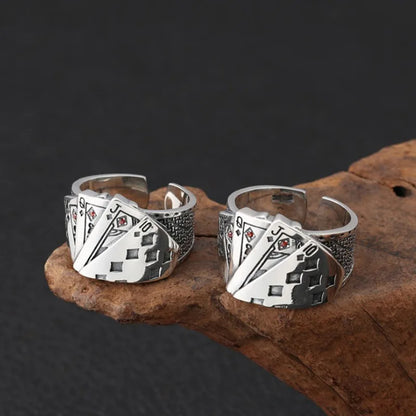 S925 Unique Poker Ring