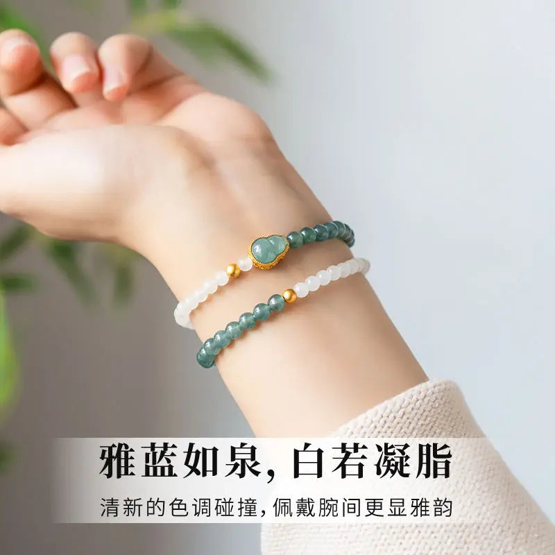 Jade Bracelet with Hetian Jade Inlaid Jewelry