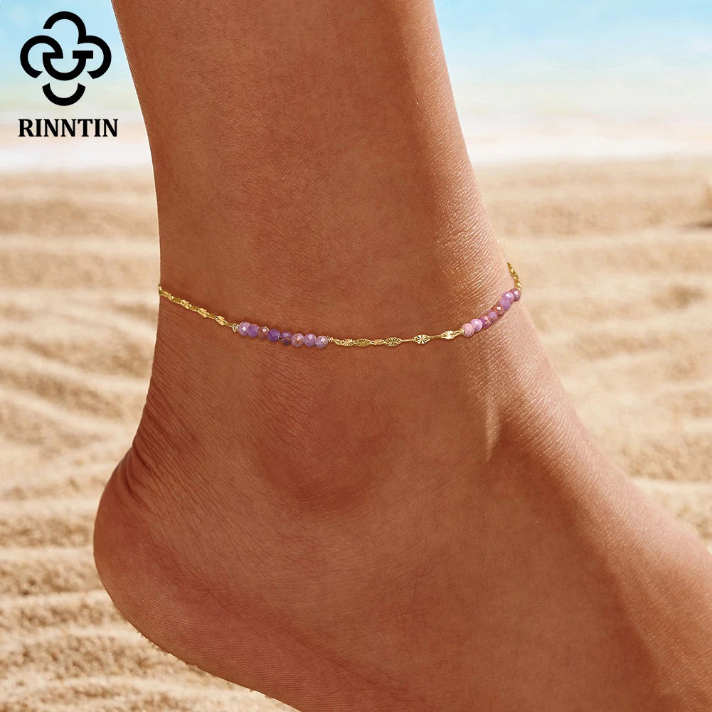 S925 Natural Turquoise Anklet