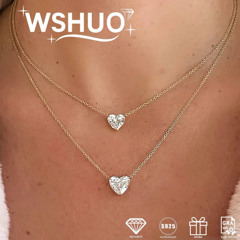 S925 Heart Cut Moissanite Pendant Necklace