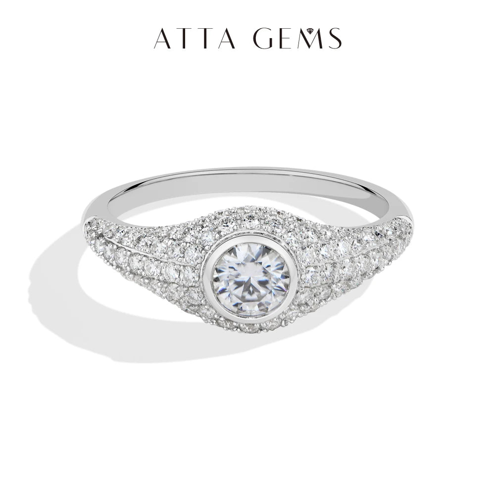 S925 Round Cut Moissanite Silver Ring