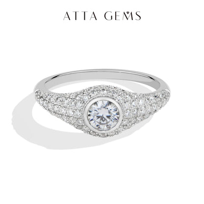 S925 Round Cut Moissanite Silver Ring