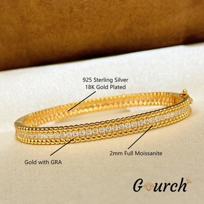2mm Moissanite Bracelet in 925 Sterling Silver 18K Gold Plated