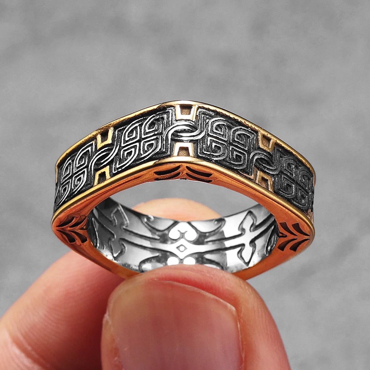Retro Classical Patterns Stainless Steel Rings