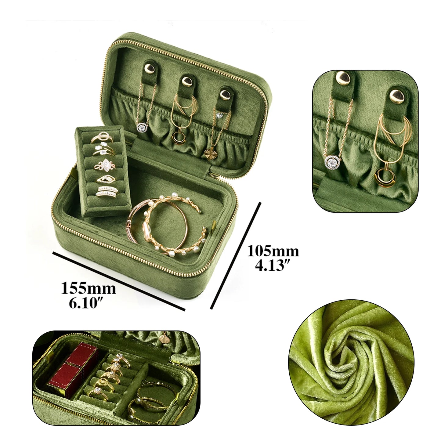 Velvet Jewelry Box Double Layer Design
