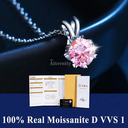 100% Moissanite Pendant Necklace D Colour